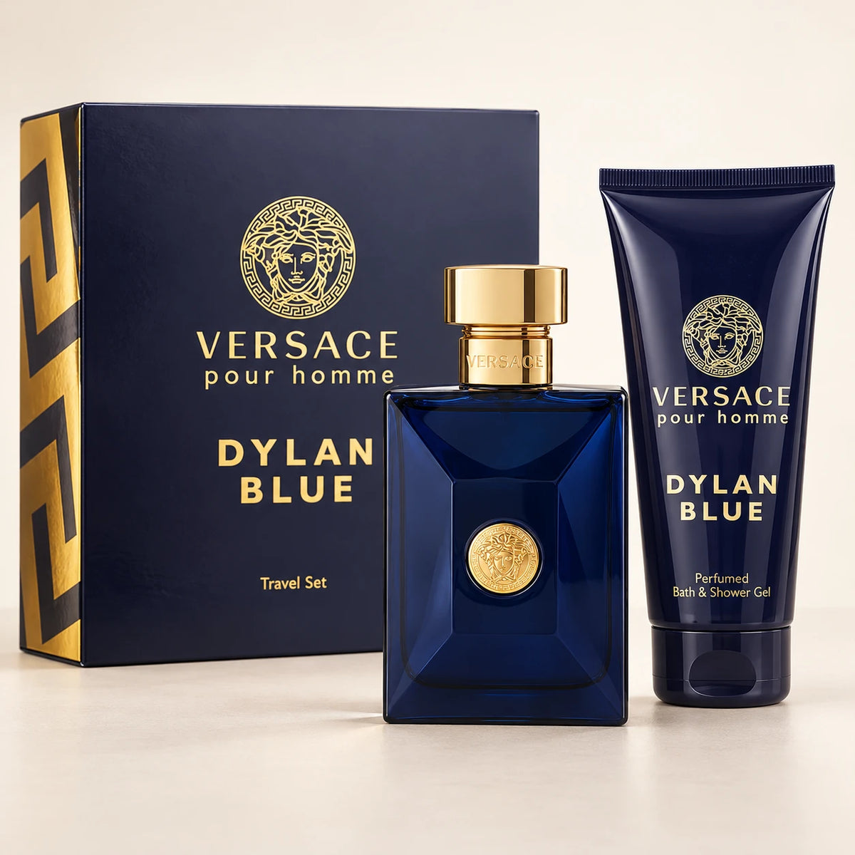 Dylan Blue 2-Piece Set for Men by Versace — generated studio image of set contents