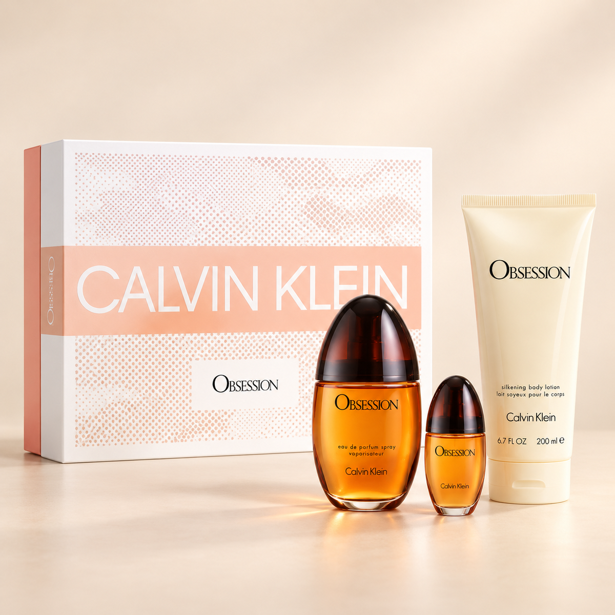Obsession 3-Piece Set for Women by Calvin Klein — generated studio image of set contents