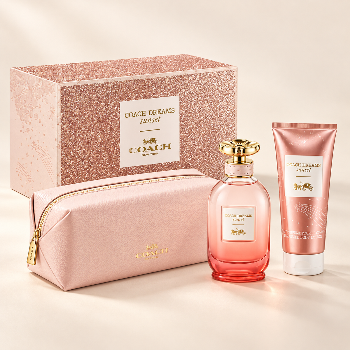 Dreams Sunset 3-Piece Gift Set for Women by Coach — generated studio image of set contents