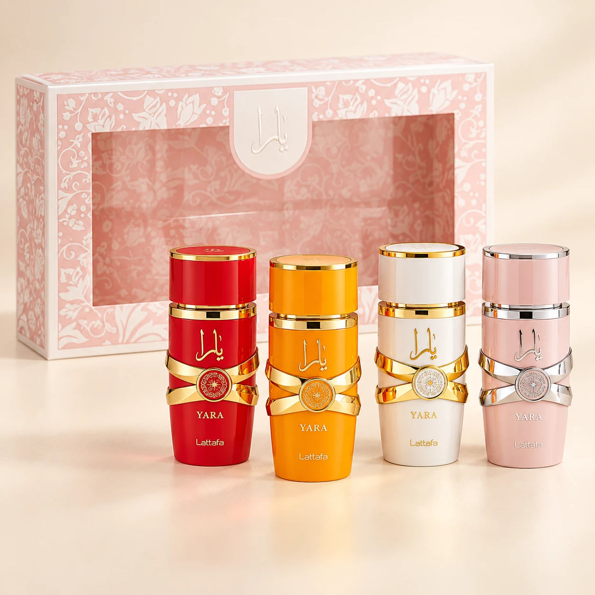 Yara 4-Piece Set for Women by Lattafa — generated studio image of set contents