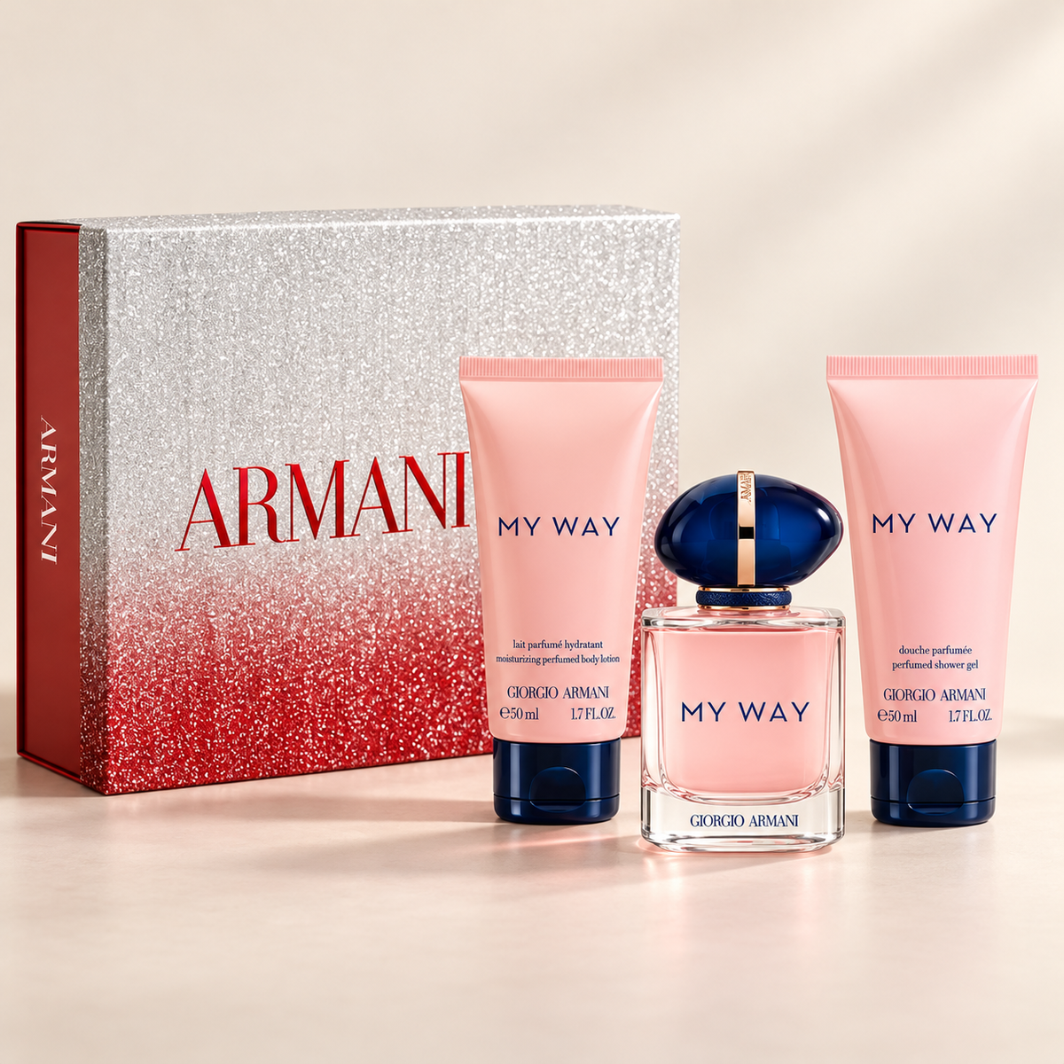 My Way 3-Piece Set for Women by Giorgio Armani — generated studio image of set contents