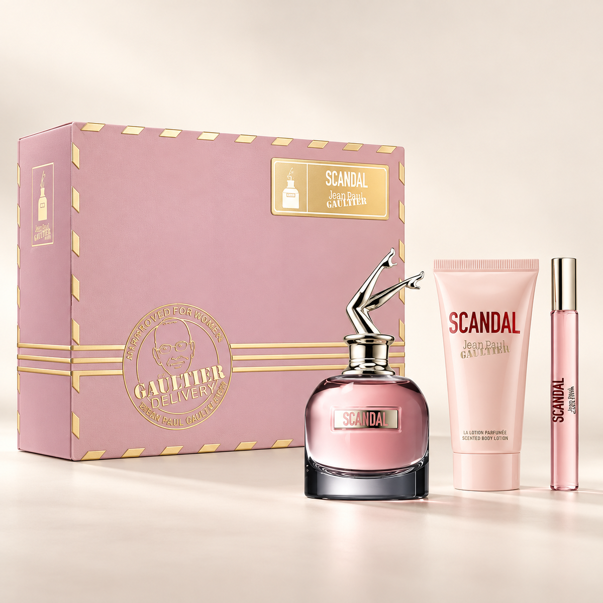 Scandal 3-Piece Gift Set for Women by Jean Paul Gaultier — generated studio image of set contents