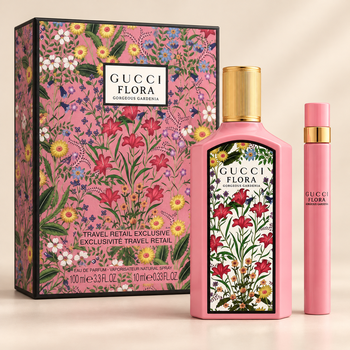 Flora Gorgeous Gardenia 2-Piece Set for Women by Gucci — generated studio image of set contents